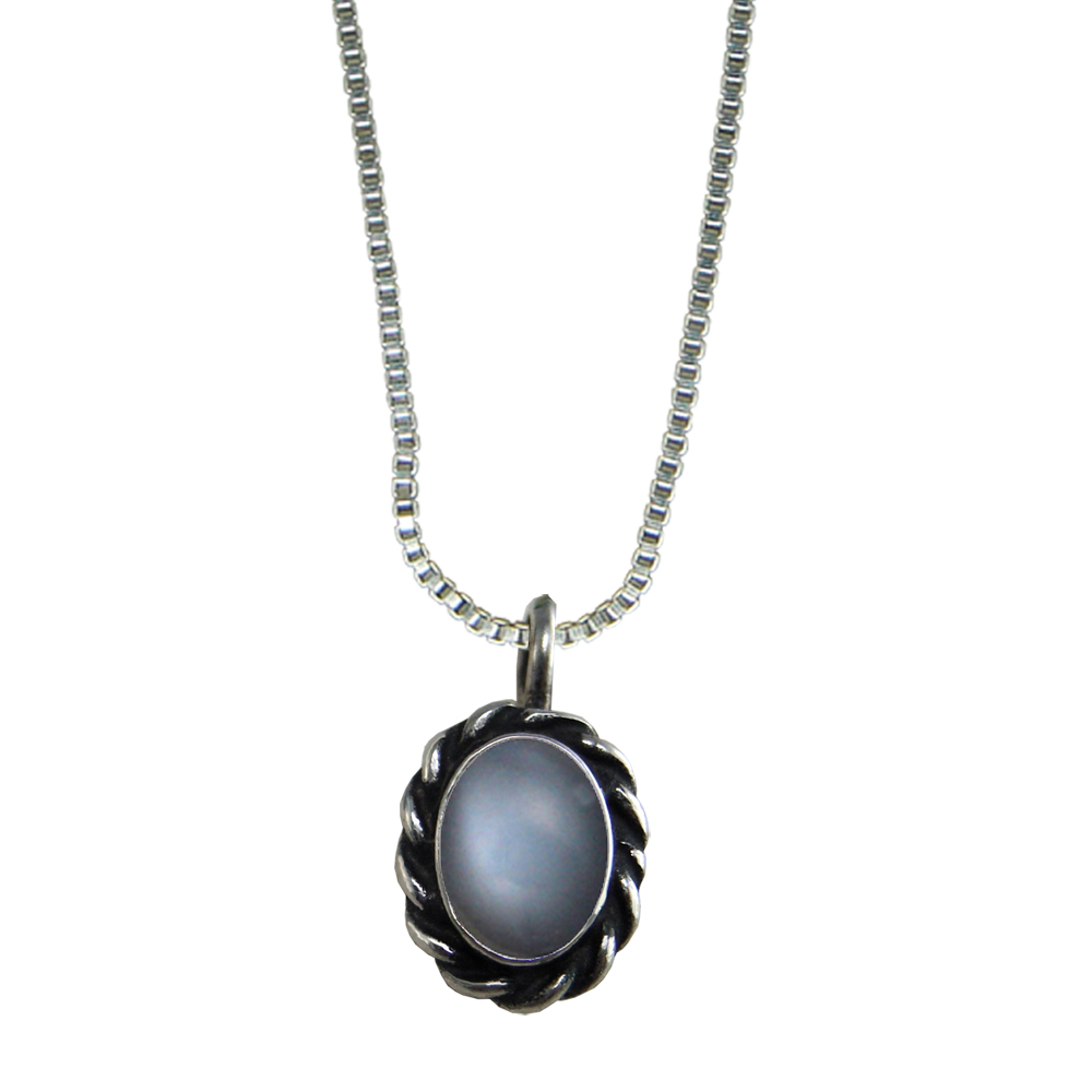 Sterling Silver Little Grey Moonstone Pendant Necklace